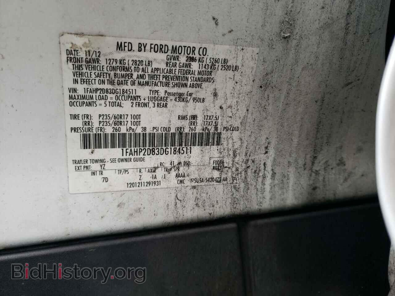 2013 FORD TAURUS - VIN: 1FAHP2D83DG184511 - Фото 12