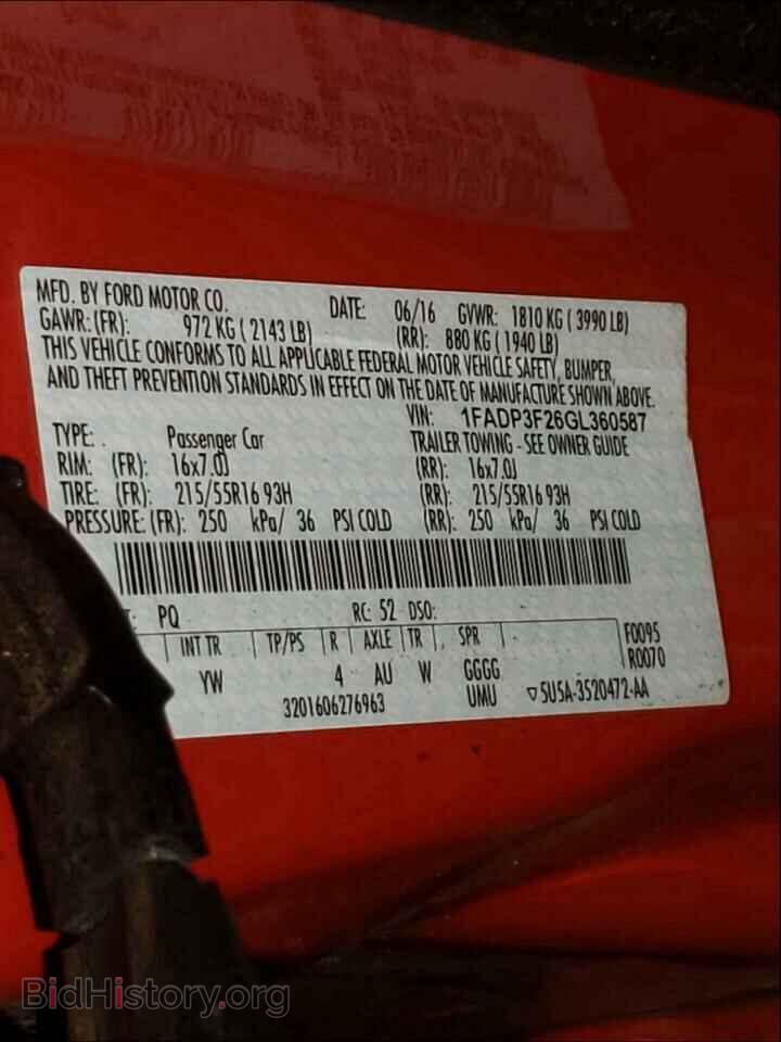 2016 FORD FOCUS - VIN: 1FADP3F26GL360587 - Фото 10