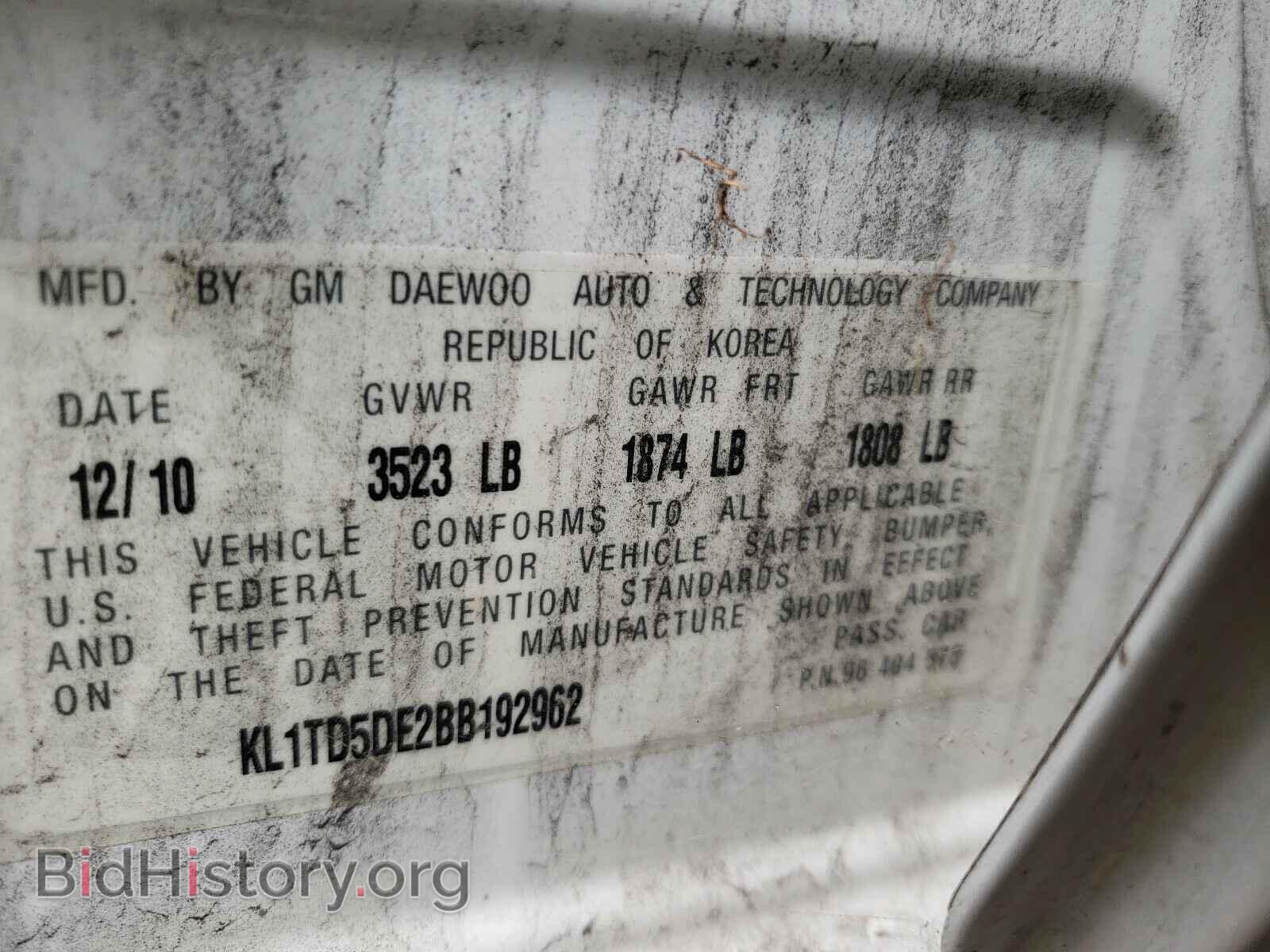 2011 CHEVROLET AVEO - VIN: KL1TD5DE2BB192962 - Фото 10