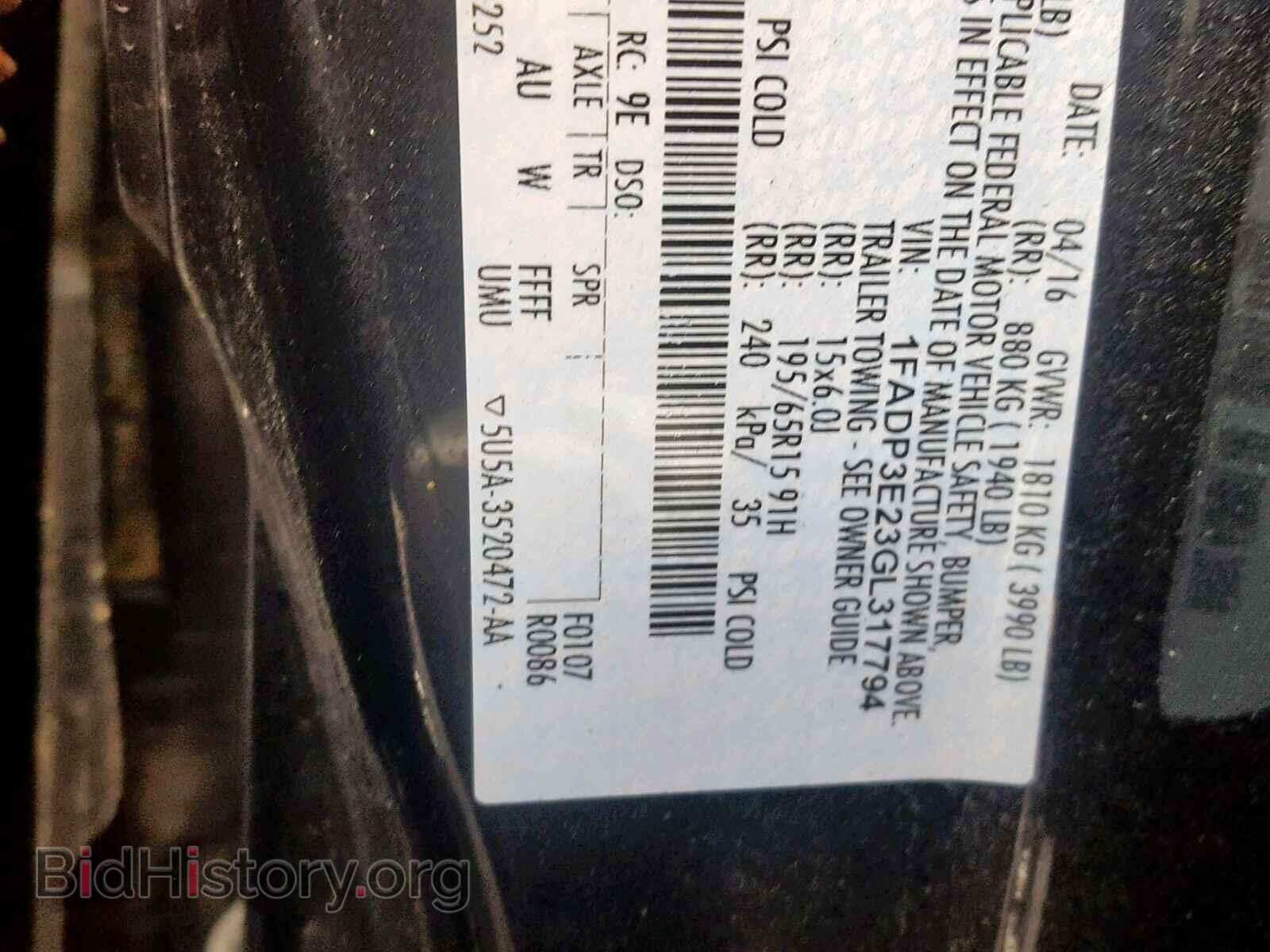 2016 FORD FOCUS - VIN: 1FADP3E23GL317794 - Фото 10