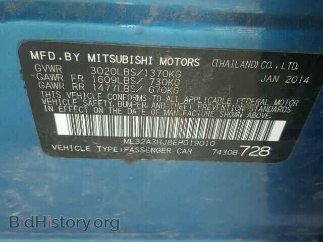 2014 MITSUBISHI MIRAGE - VIN: ML32A3HJ8EH019010 - Фото 10