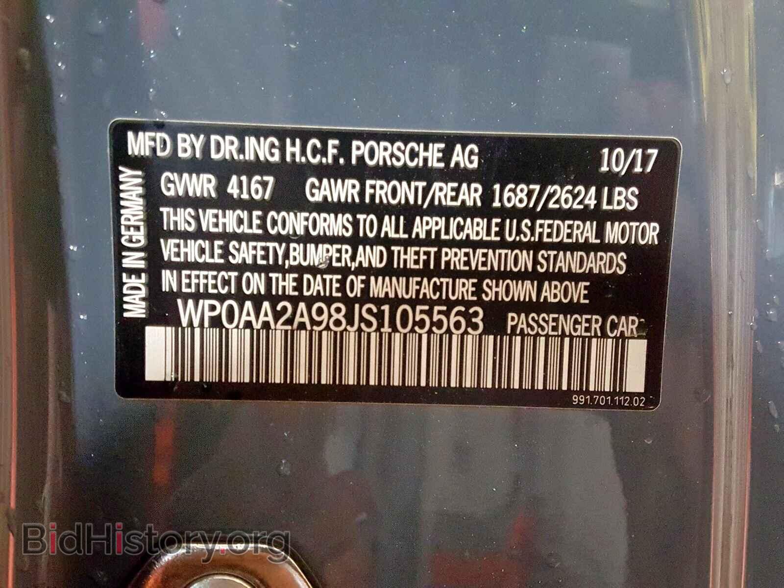 2018 PORSCHE 911 - VIN: WP0AA2A98JS105563 - Фото 10