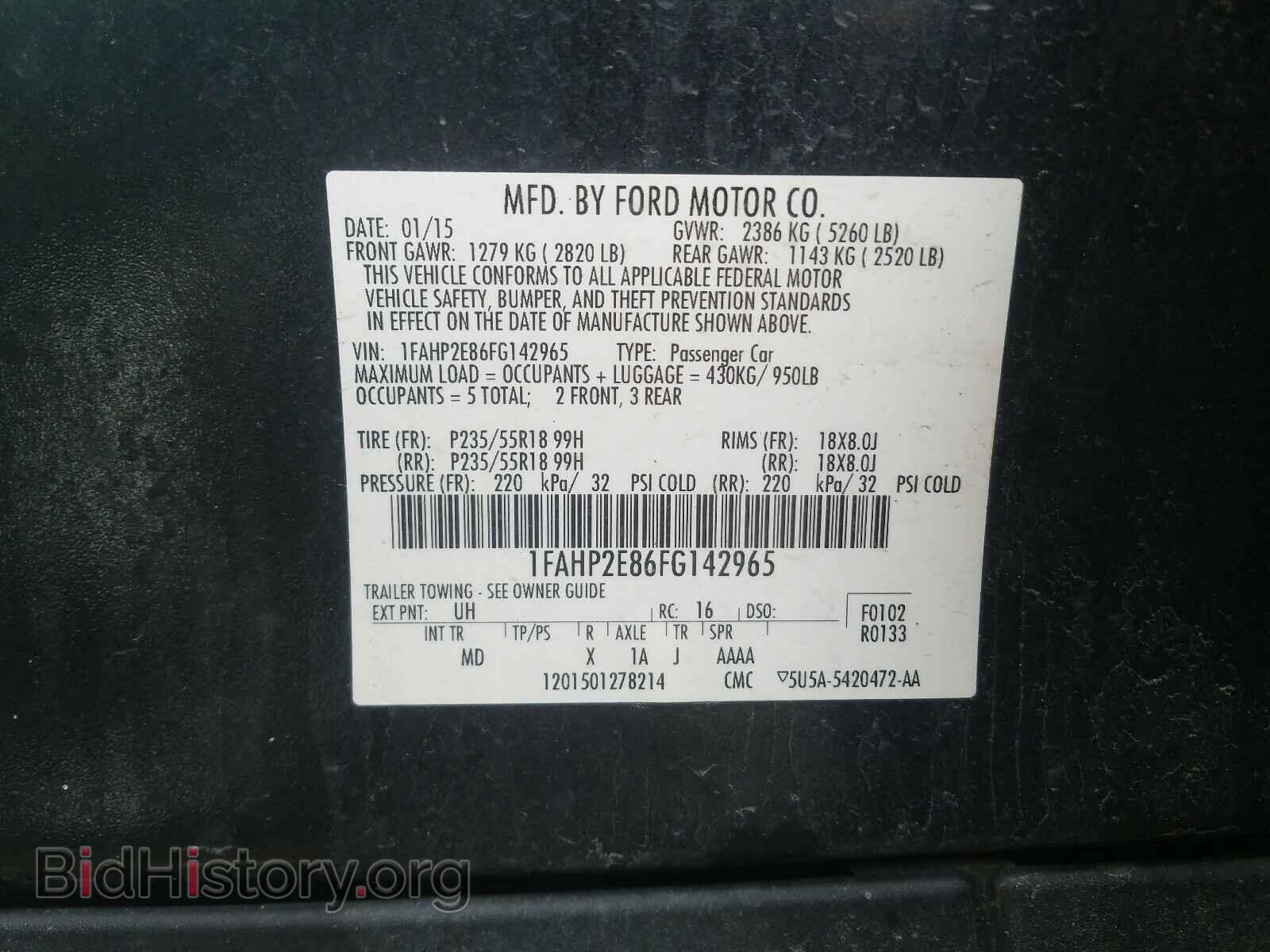 2015 FORD TAURUS - VIN: 1FAHP2E86FG142965 - Photo 10