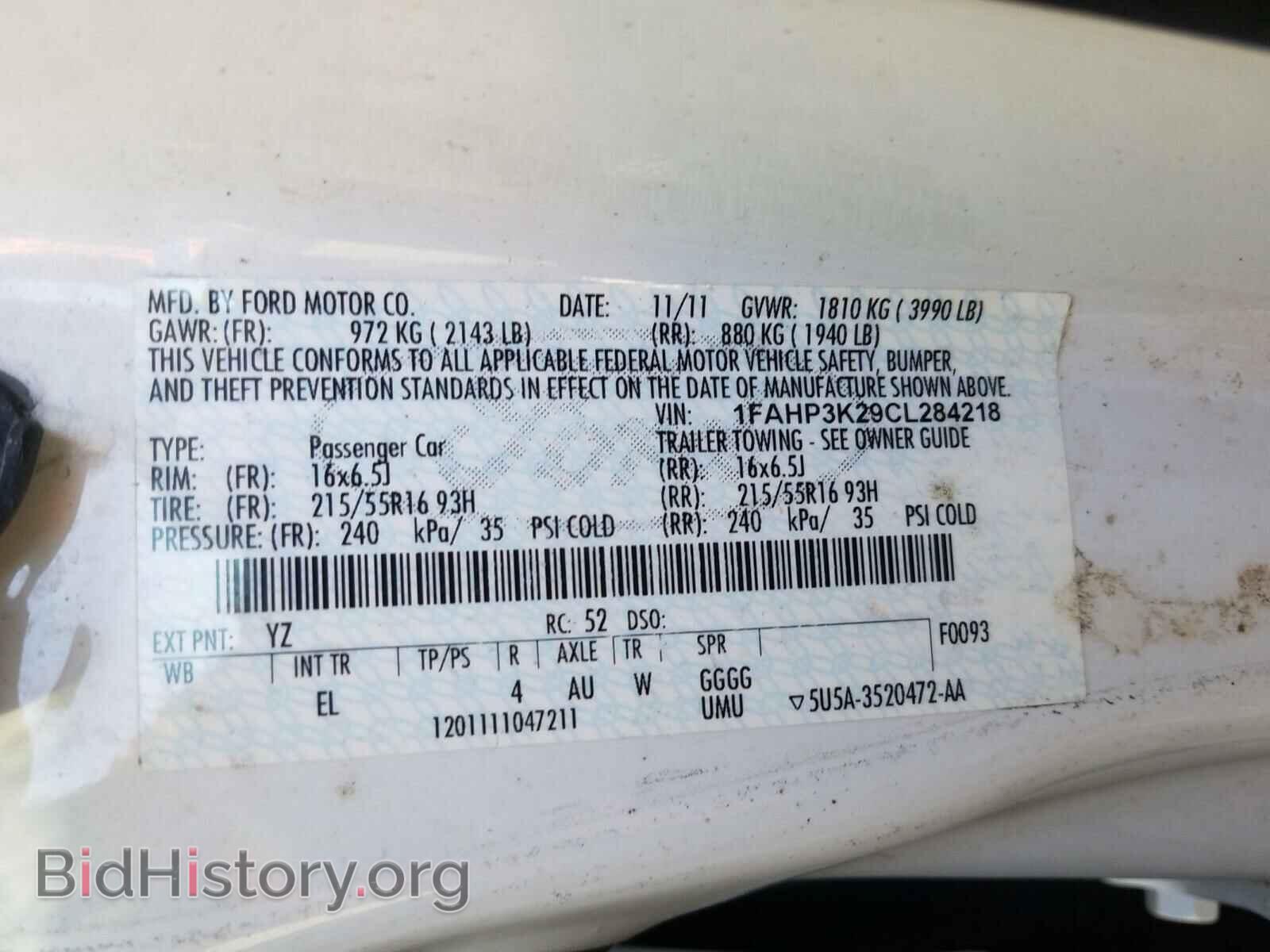 2012 FORD FOCUS - VIN: 1FAHP3K29CL284218 - Фото 10