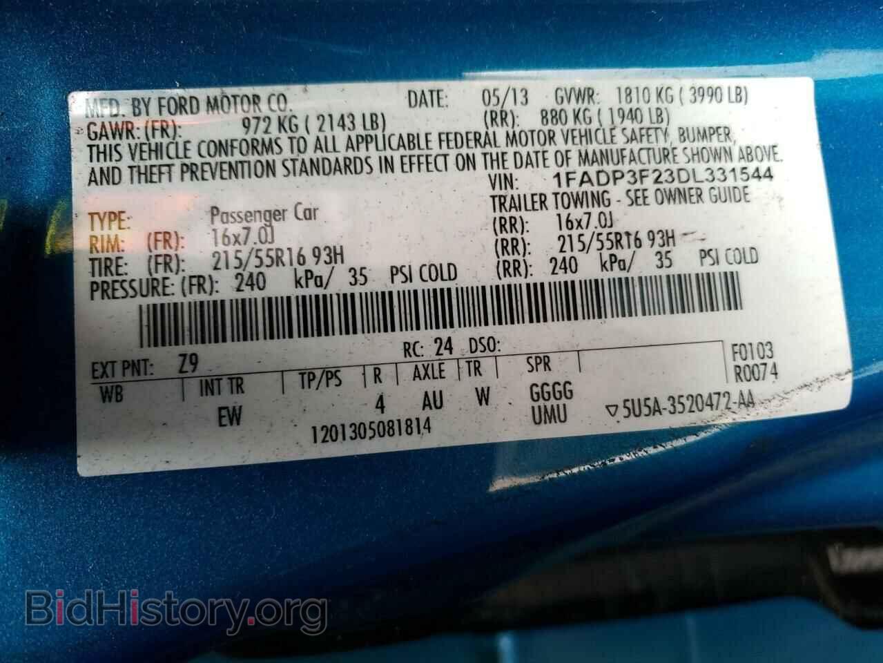 2013 FORD FOCUS - VIN: 1FADP3F23DL331544 - Фото 12