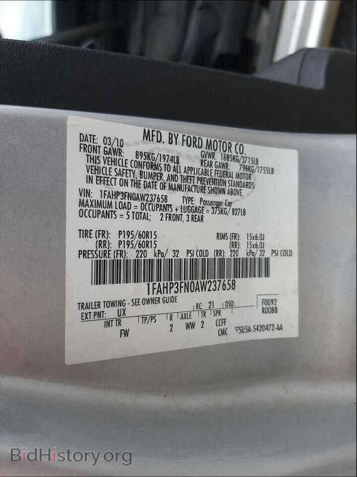2010 FORD FOCUS - VIN: 1FAHP3FN0AW237658 - Фото 10