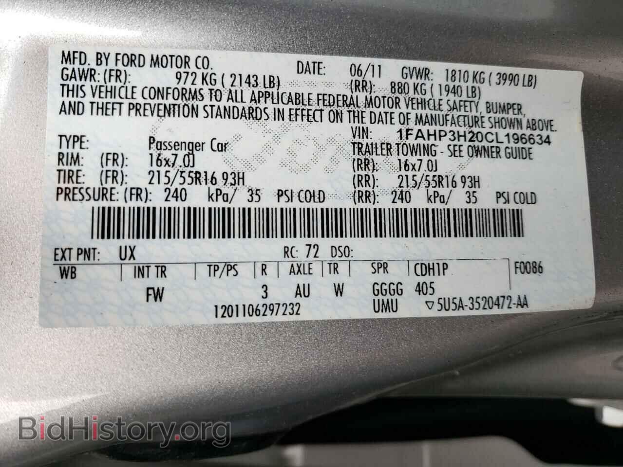 2012 FORD FOCUS - VIN: 1FAHP3H20CL196634 - Фото 12