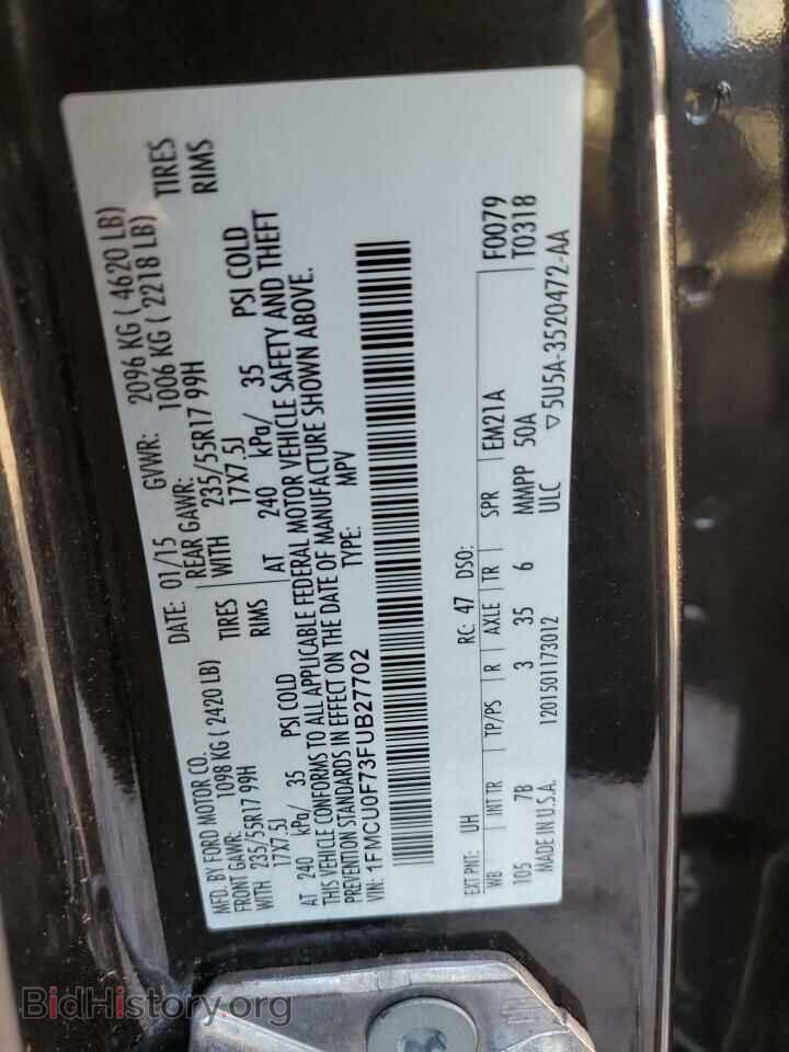 2015 FORD ESCAPE - VIN: 1FMCU0F73FUB27702 - Photo 13