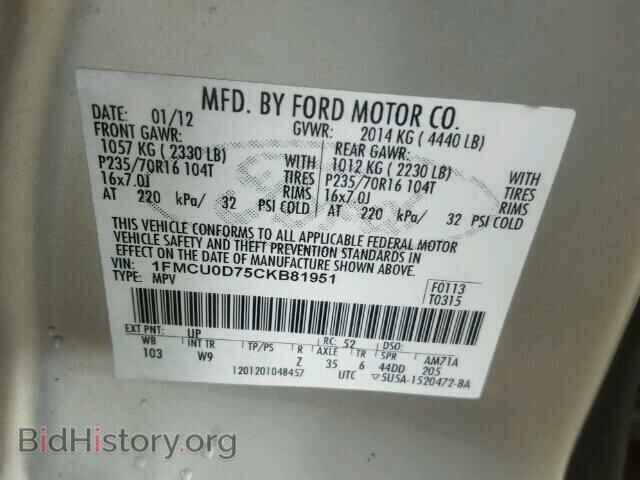 2012 FORD ESCAPE - VIN: 1FMCU0D75CKB81951 - Photo 10