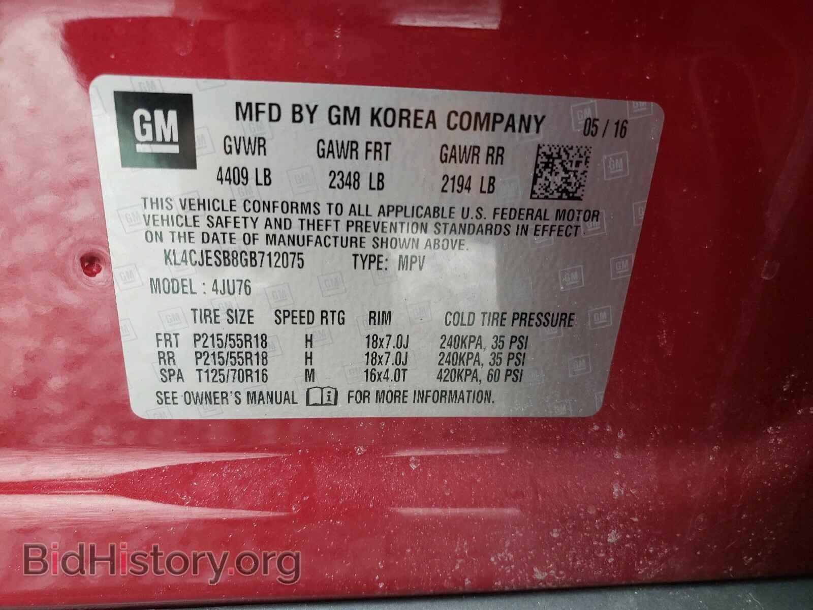 2016 BUICK ENCORE - VIN: KL4CJESB8GB712075 - Photo 10