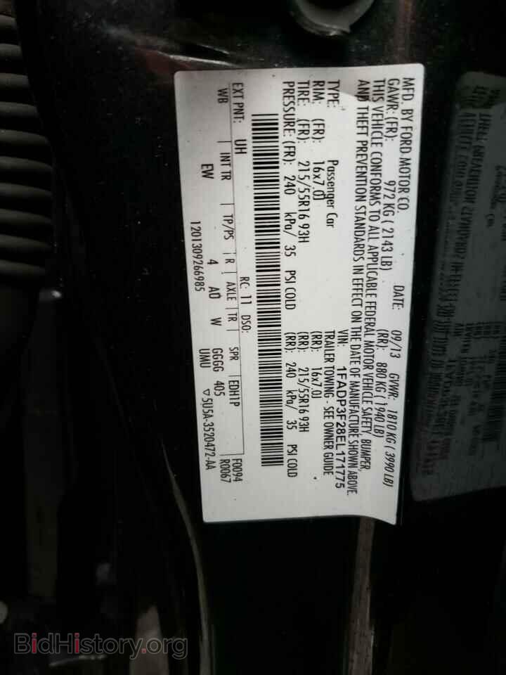 2014 FORD FOCUS - VIN: 1FADP3F28EL171775 - Фото 12