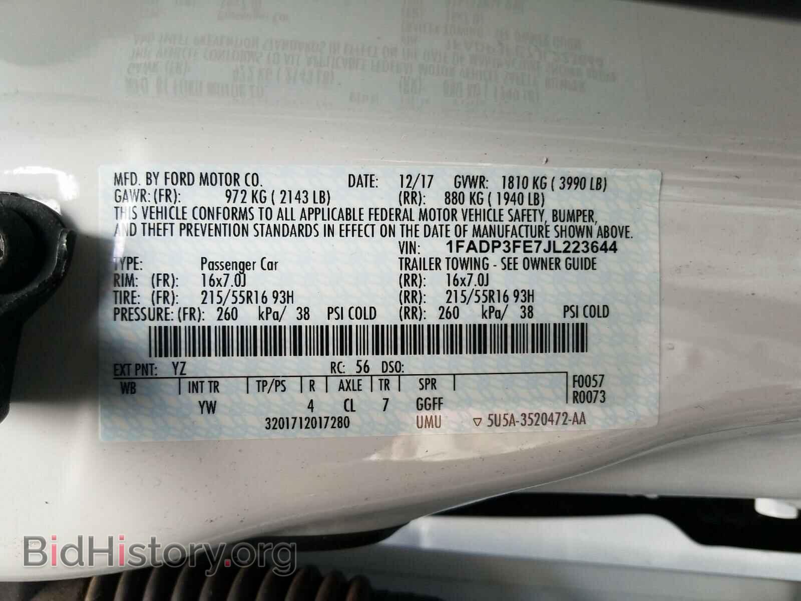2018 FORD FOCUS - VIN: 1FADP3FE7JL223644 - Фото 10