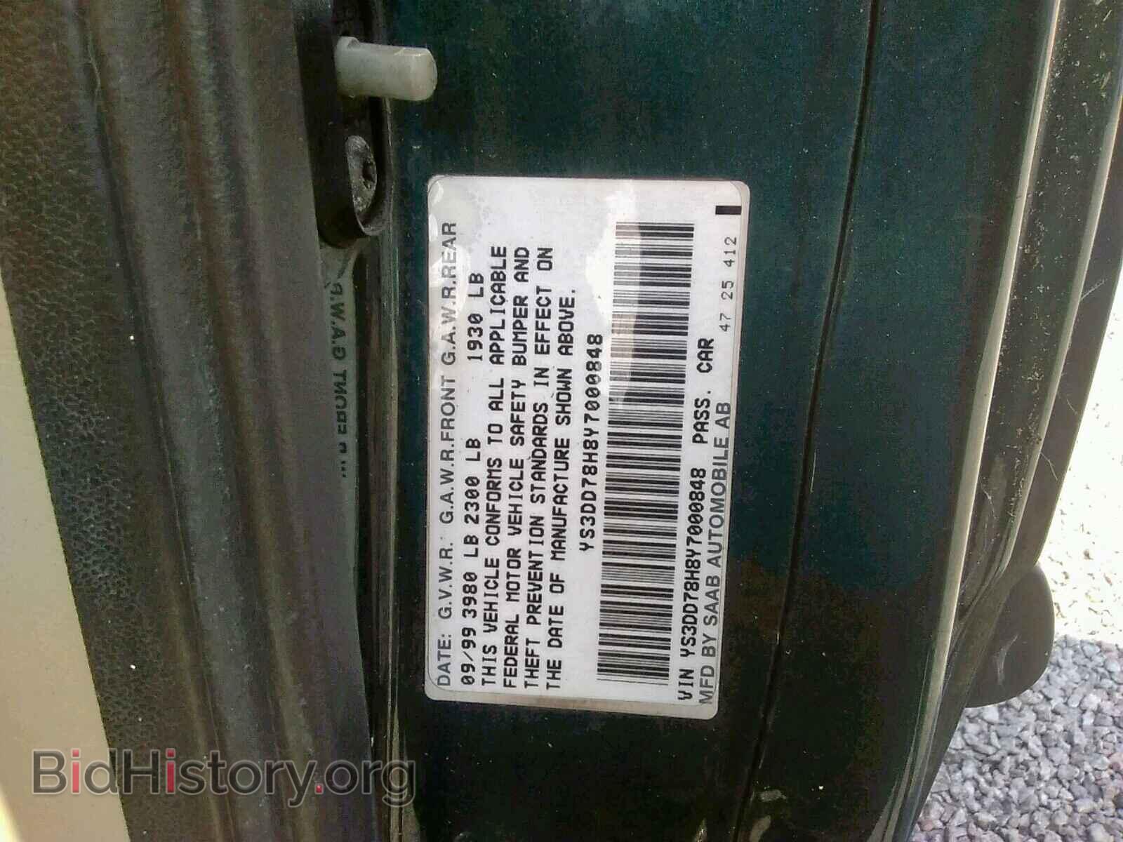 2000 SAAB 9-3 - VIN: YS3DD78H8Y7000848 - Фото 10