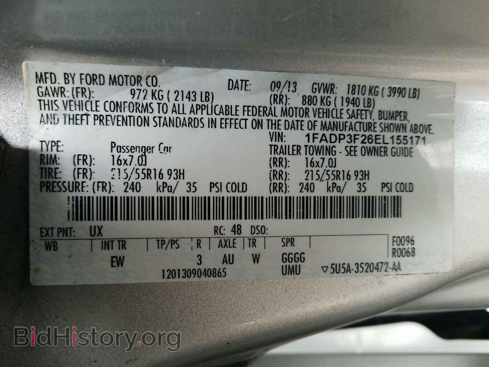 2014 FORD FOCUS - VIN: 1FADP3F26EL155171 - Фото 10