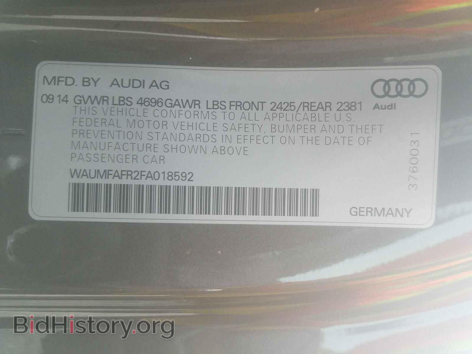 2015 AUDI A5 - VIN: WAUMFAFR2FA018592 - Фото 10