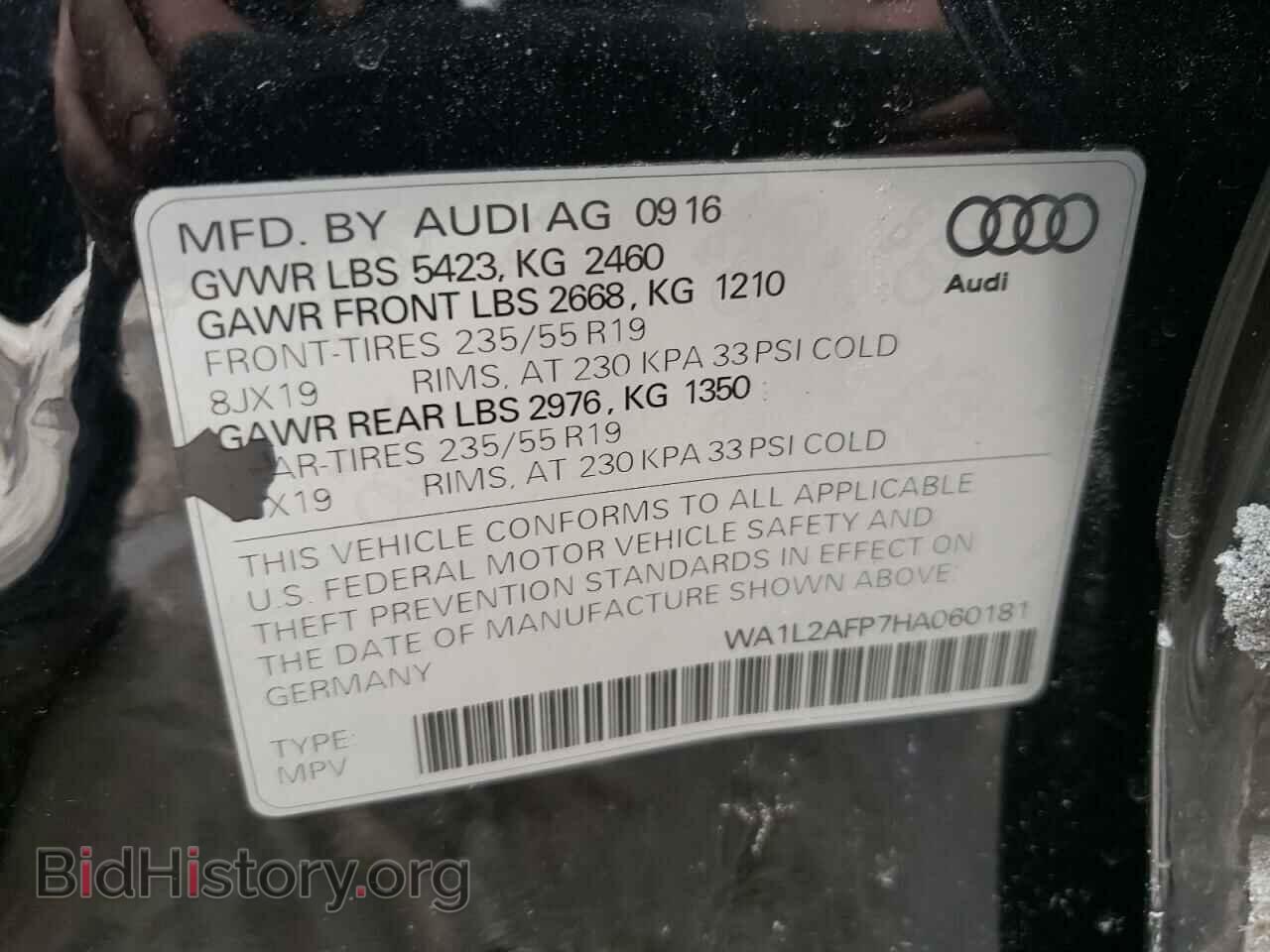 2017 AUDI Q5 - VIN: WA1L2AFP7HA060181 - Фото 10