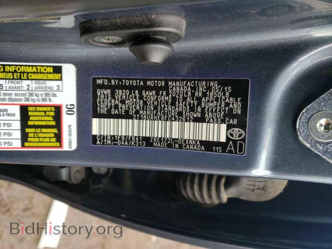 2015 TOYOTA COROLLA - VIN: 2T1BURHE8FC432612 - Фото 10