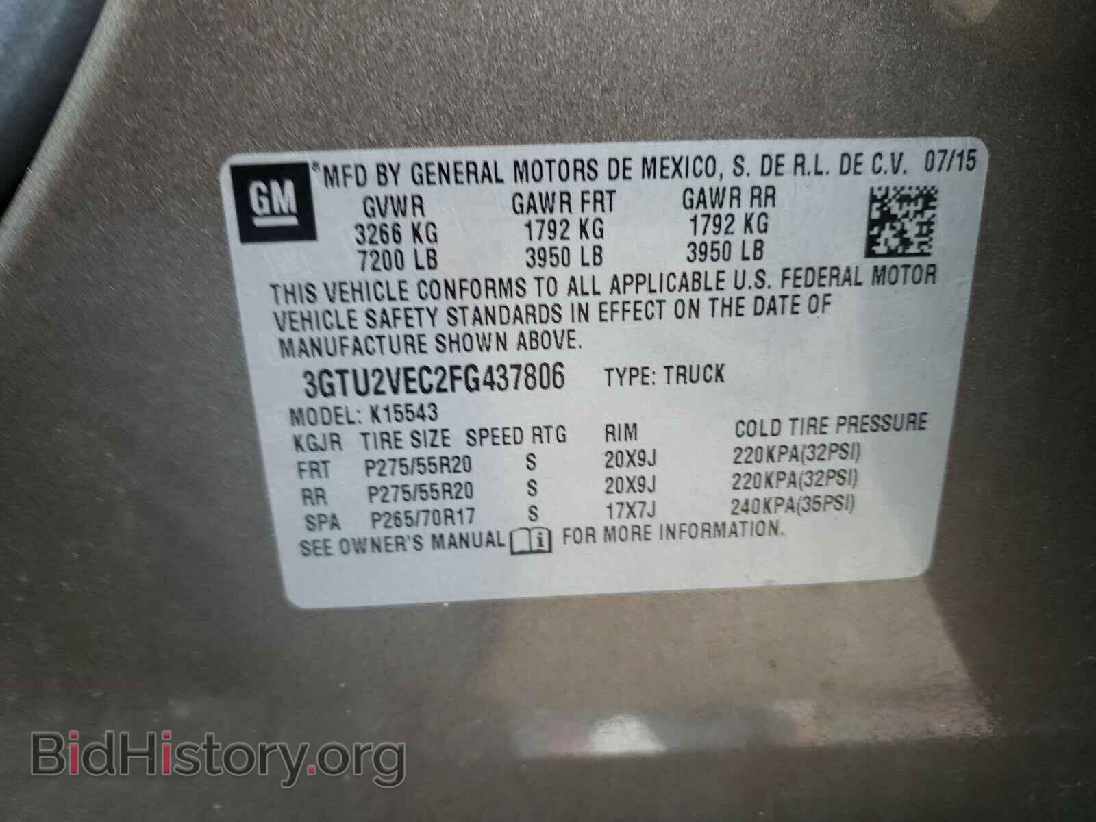 2015 GMC SIERRA - VIN: 3GTU2VEC2FG437806 - Фото 10
