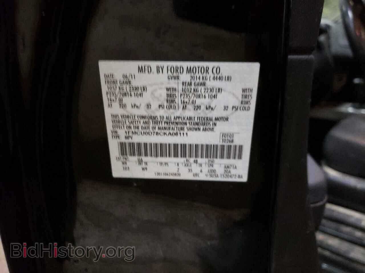 2012 FORD ESCAPE - VIN: 1FMCU0D78CKA06111 - Фото 10