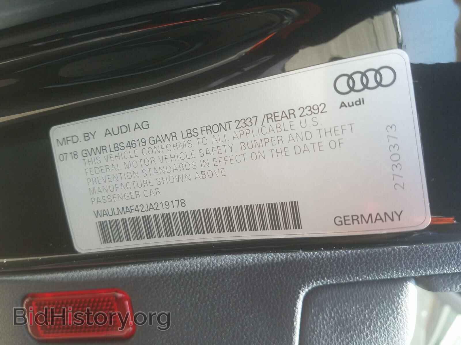 2018 AUDI A4 - VIN: WAULMAF42JA219178 - Фото 10