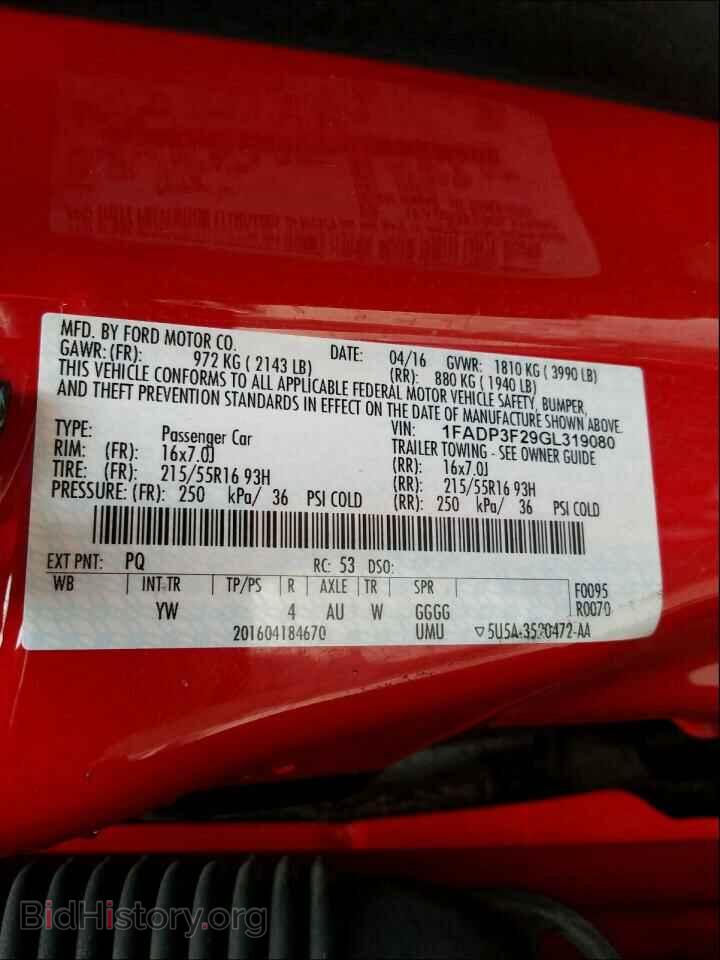 2016 FORD FOCUS - VIN: 1FADP3F29GL319080 - Фото 10