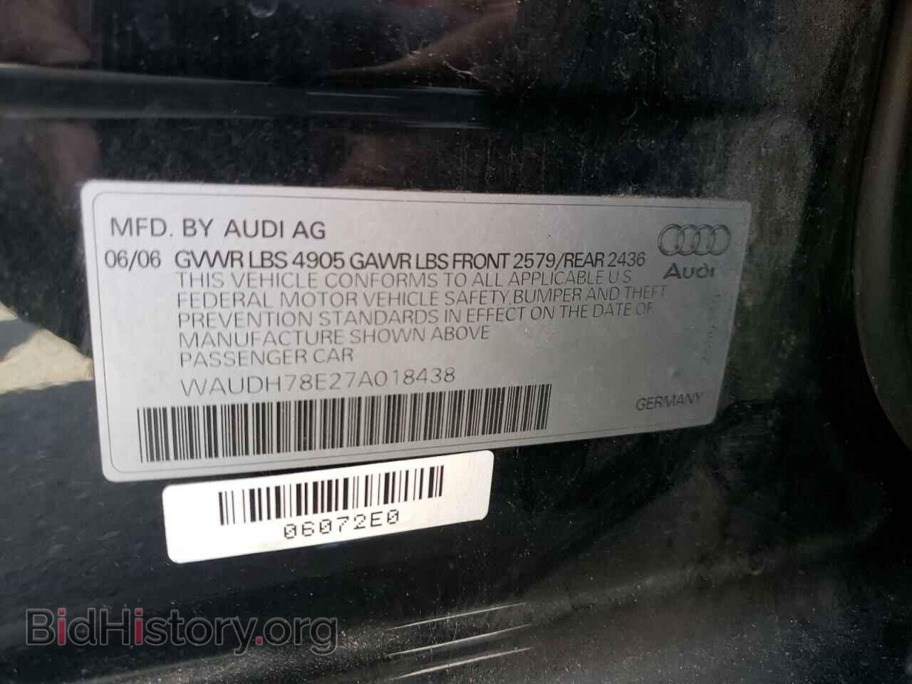 2007 AUDI A4 - VIN: WAUDH78E27A018438 - Фото 10