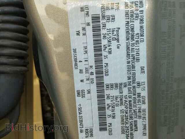 2016 FORD FOCUS - VIN: 1FADP3K28GL252364 - Фото 10