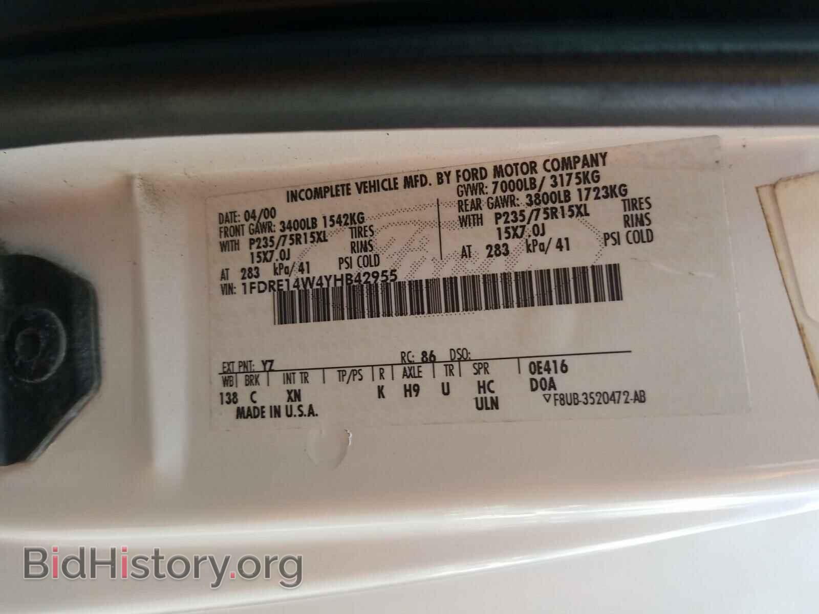 2000 FORD ECONOLINE - VIN: 1FDRE14W4YHB42955 - Photo 10