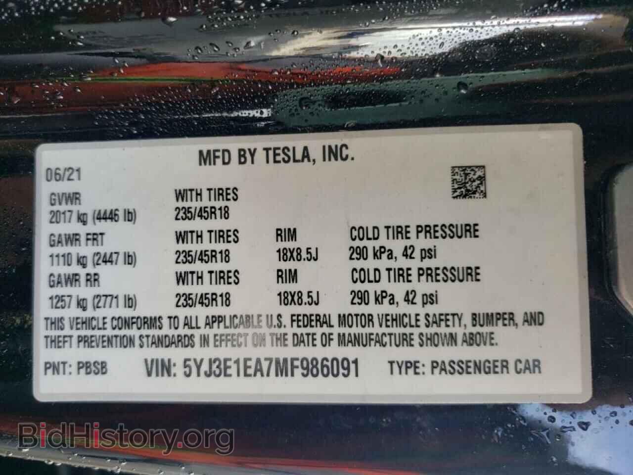 2021 TESLA MODEL 3 - VIN: 5YJ3E1EA7MF986091 - Фото 10
