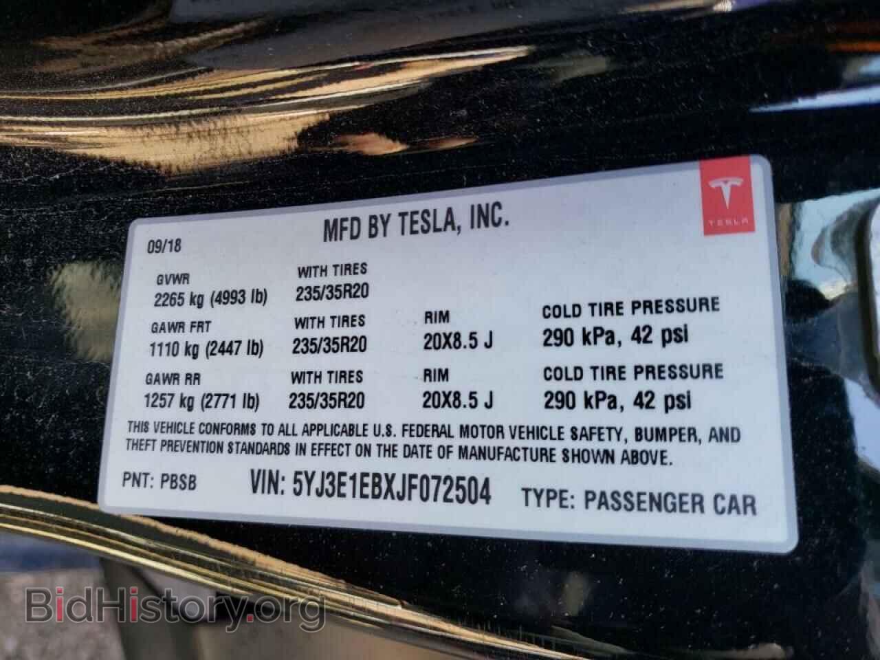 2018 TESLA MODEL 3 - VIN: 5YJ3E1EBXJF072504 - Photo 10