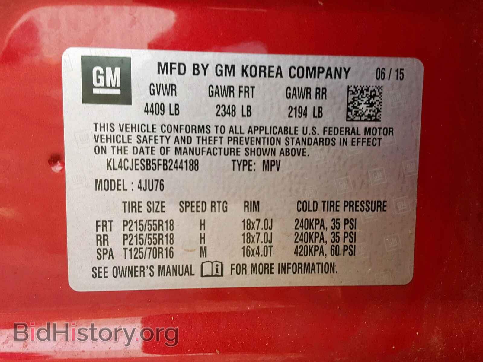 2015 BUICK ENCORE - VIN: KL4CJESB5FB244188 - Фото 10