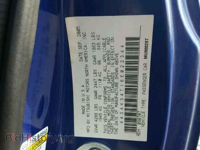 2006 MITSUBISHI ECLIPSE - VIN: 4A3AK34T16E022344 - Фото 10