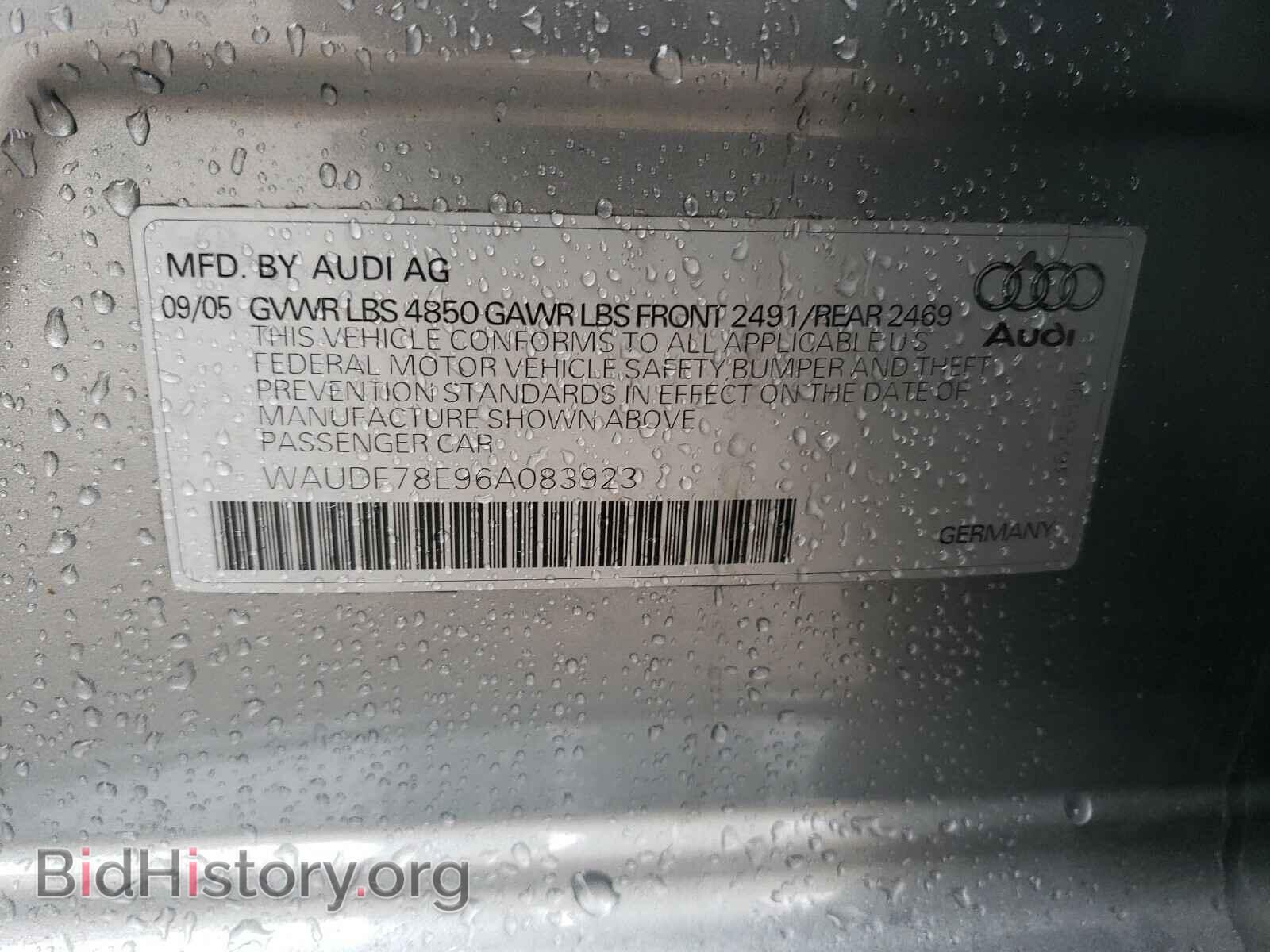 2006 AUDI A4 - VIN: WAUDF78E96A083923 - Фото 10