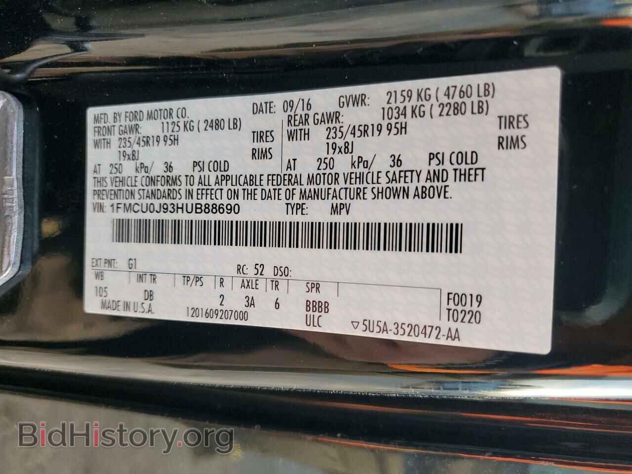 2017 FORD ESCAPE - VIN: 1FMCU0J93HUB88690 - Фото 13
