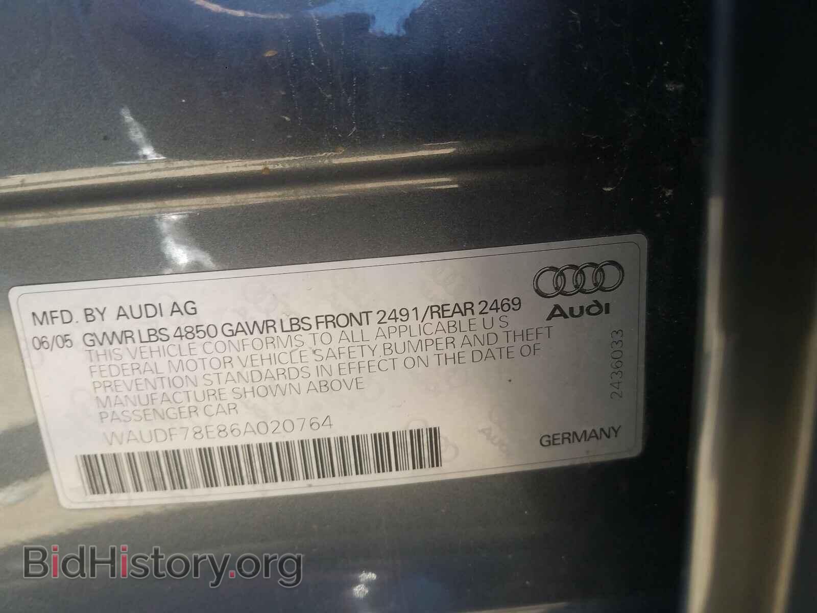 2006 AUDI A4 - VIN: WAUDF78E86A020764 - Photo 10