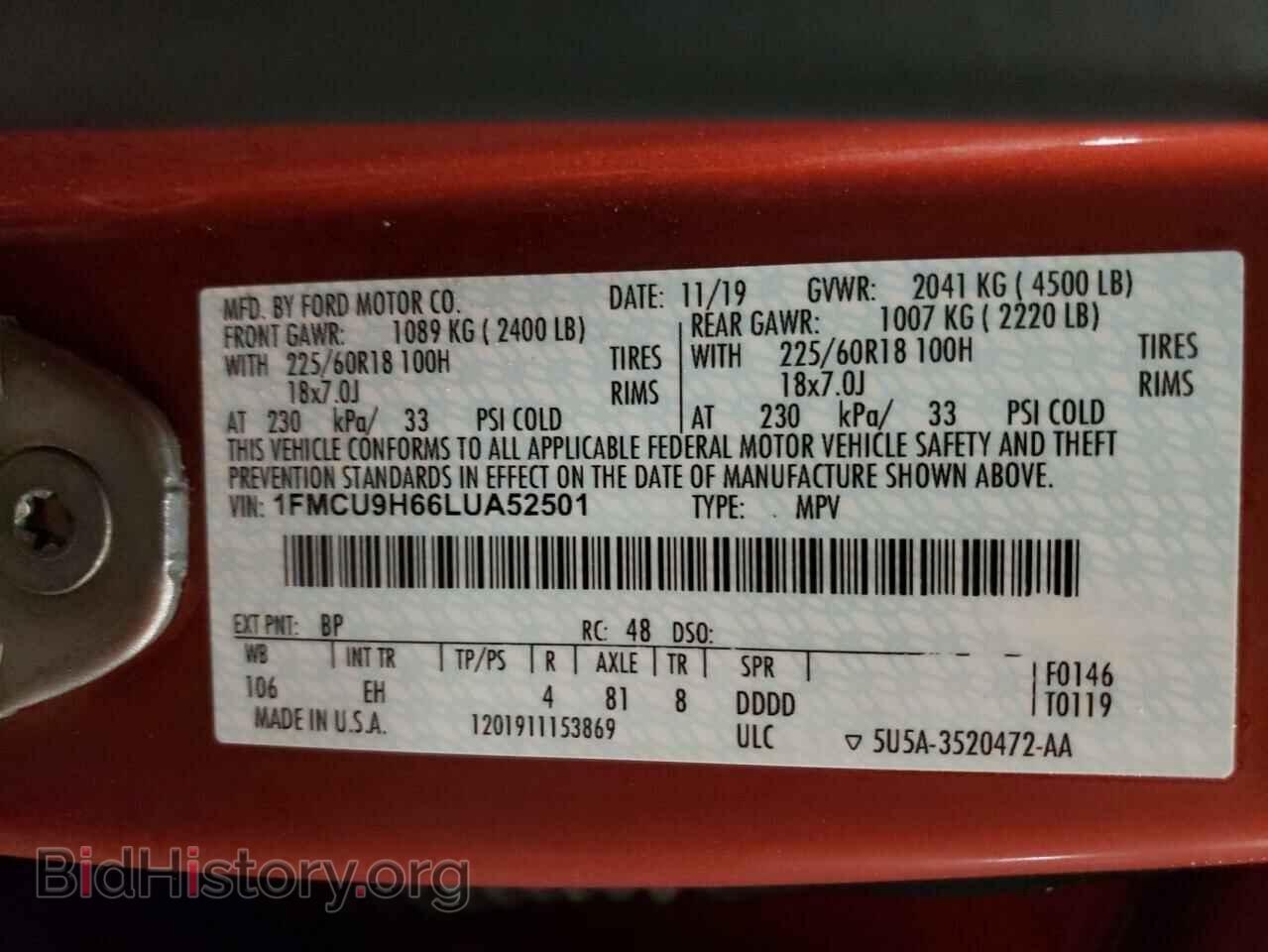 2020 FORD ESCAPE - VIN: 1FMCU9H66LUA52501 - Photo 13