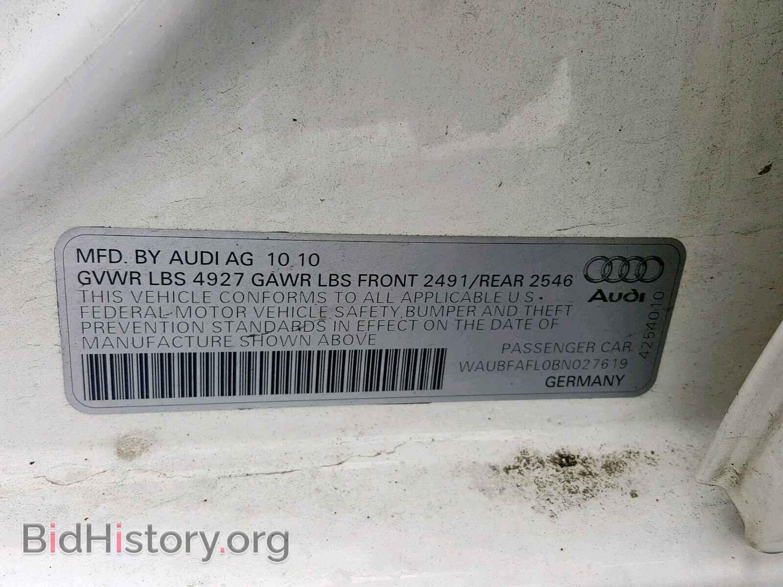 2011 AUDI A4 - VIN: WAUBFAFL0BN027619 - Photo 10