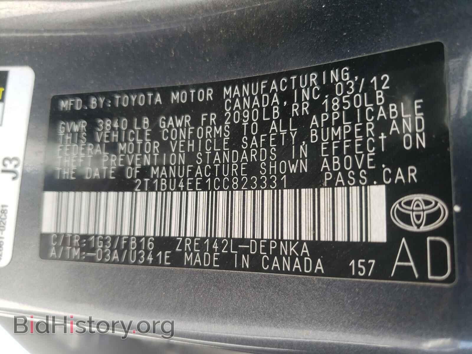 2012 TOYOTA COROLLA - VIN: 2T1BU4EE1CC823331 - Фото 10