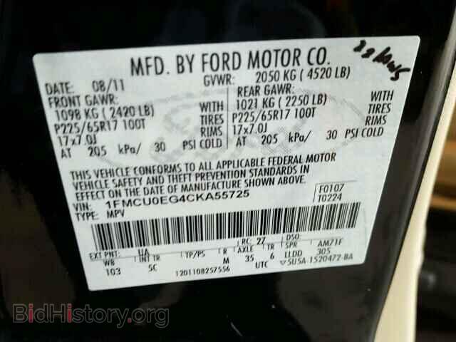 2012 FORD ESCAPE - VIN: 1FMCU0EG4CKA55725 - Фото 10