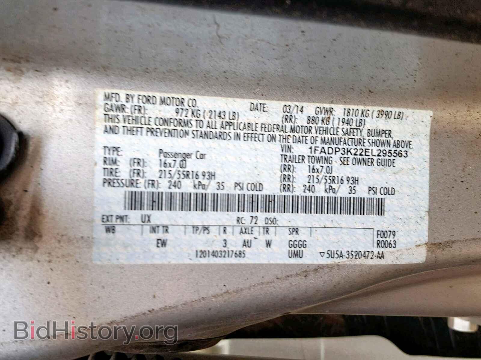 2014 FORD FOCUS SE - VIN: 1FADP3K22EL295563 - Фото 10