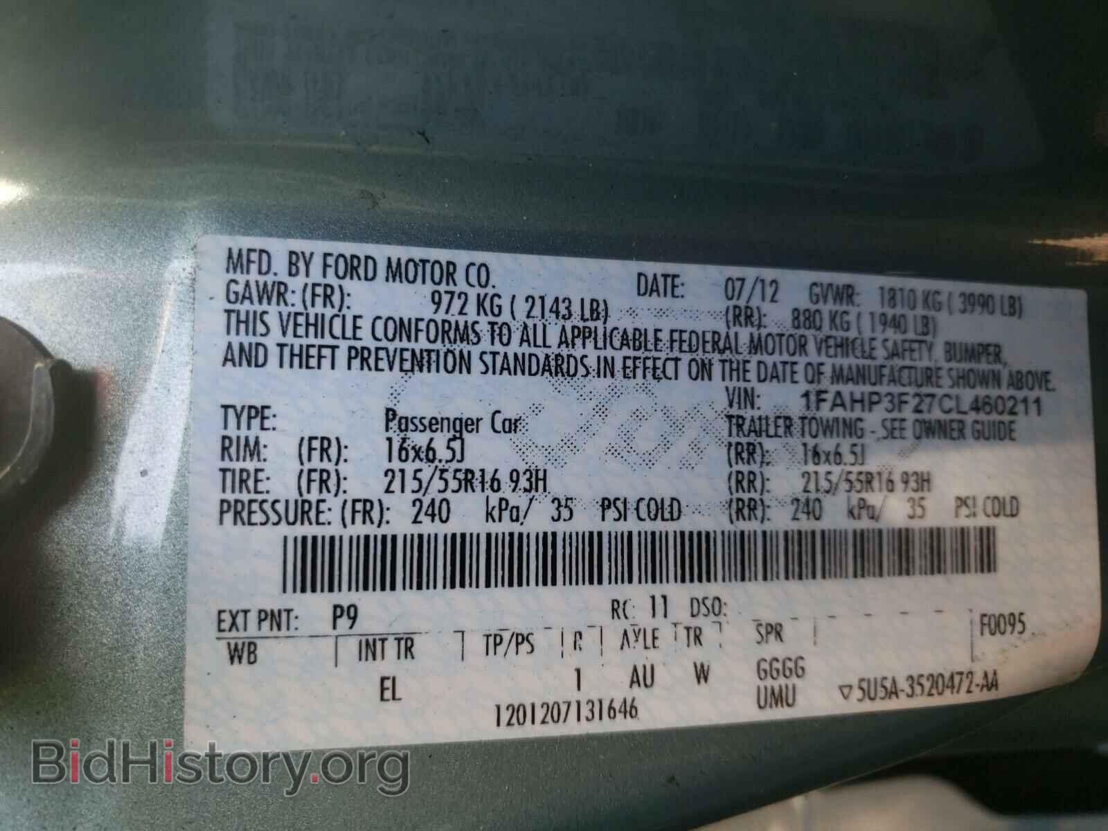 2012 FORD FOCUS - VIN: 1FAHP3F27CL460211 - Фото 10
