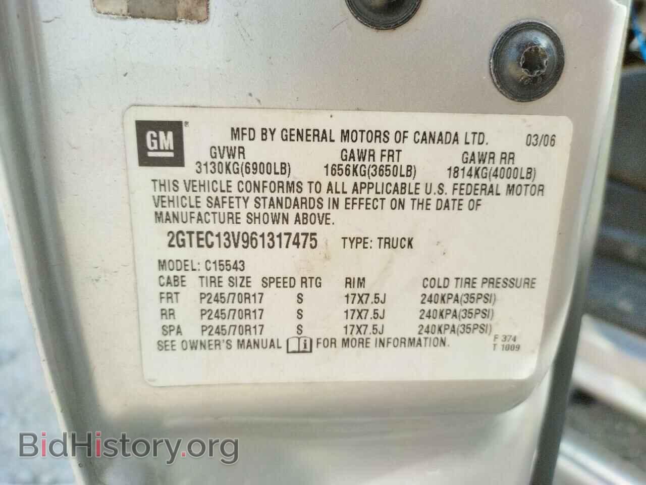 2006 GMC SIERRA - VIN: 2GTEC13V961317475 - Фото 10