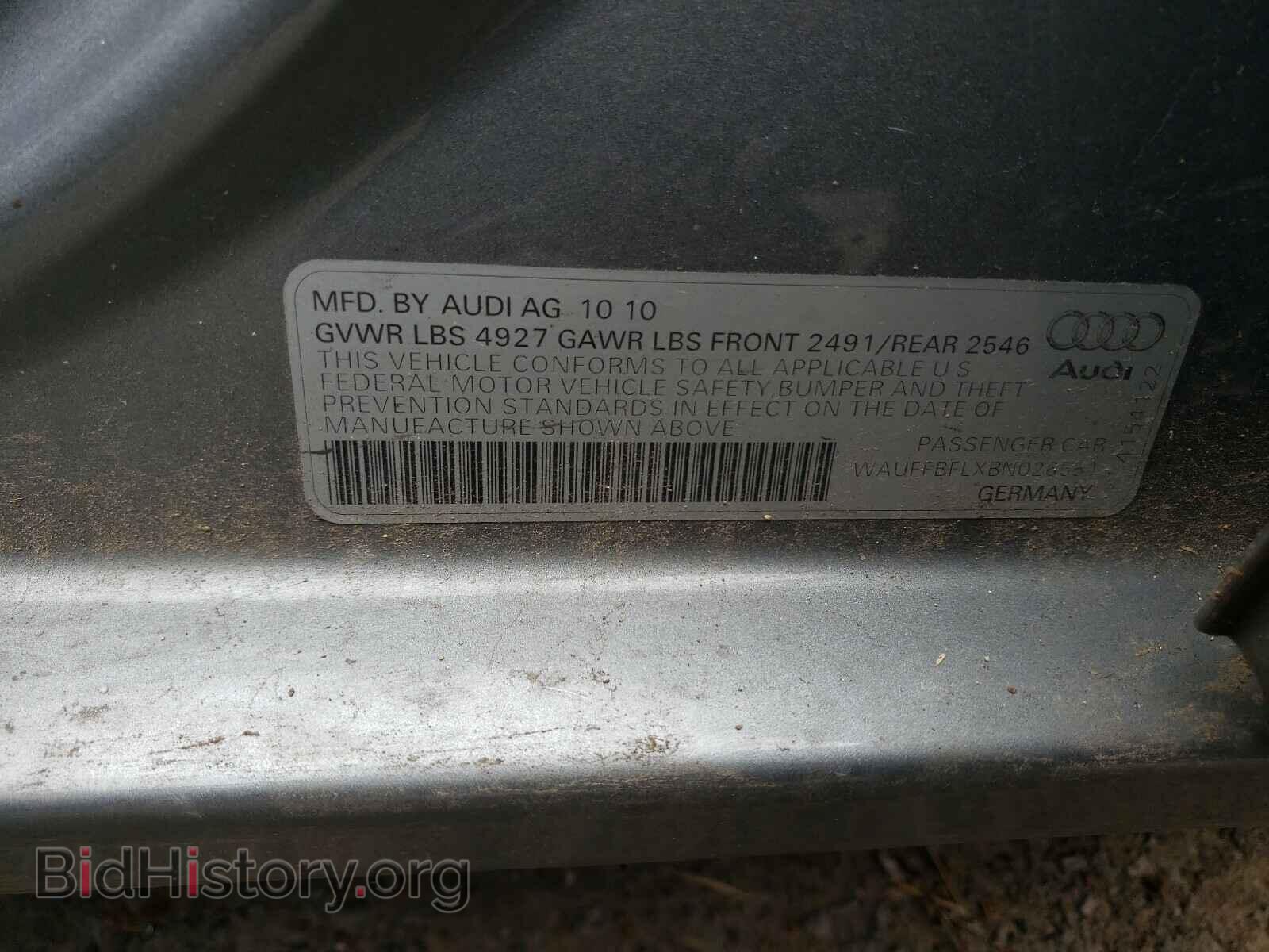 2011 AUDI A4 - VIN: WAUFFBFLXBN026551 - Фото 10