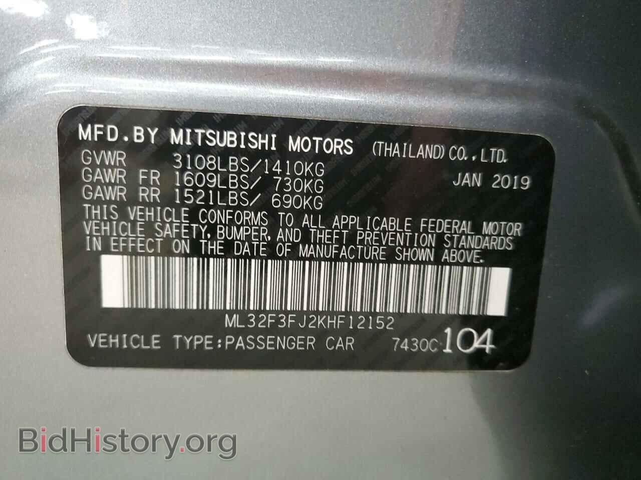 2019 MITSUBISHI MIRAGE - VIN: ML32F3FJ2KHF12152 - Фото 12