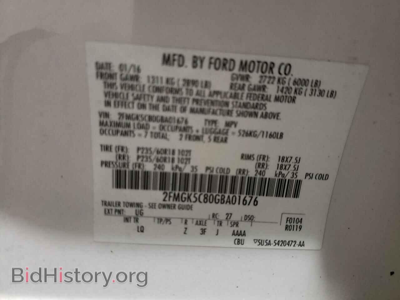 2016 FORD FLEX - VIN: 2FMGK5C80GBA01676 - Photo 10