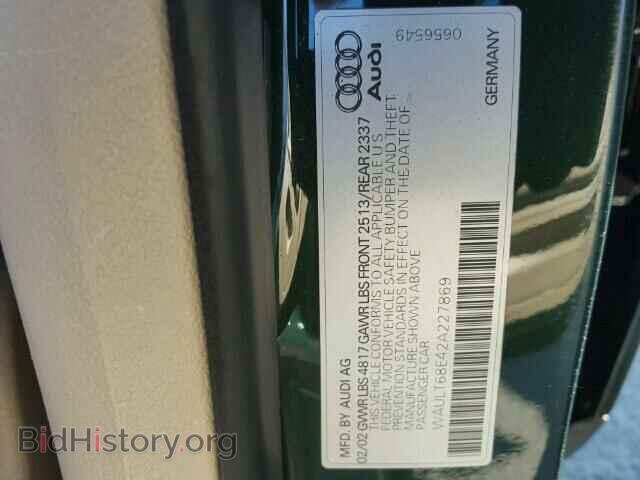 2002 AUDI A4 - VIN: WAULT68E42A227869 - Photo 10