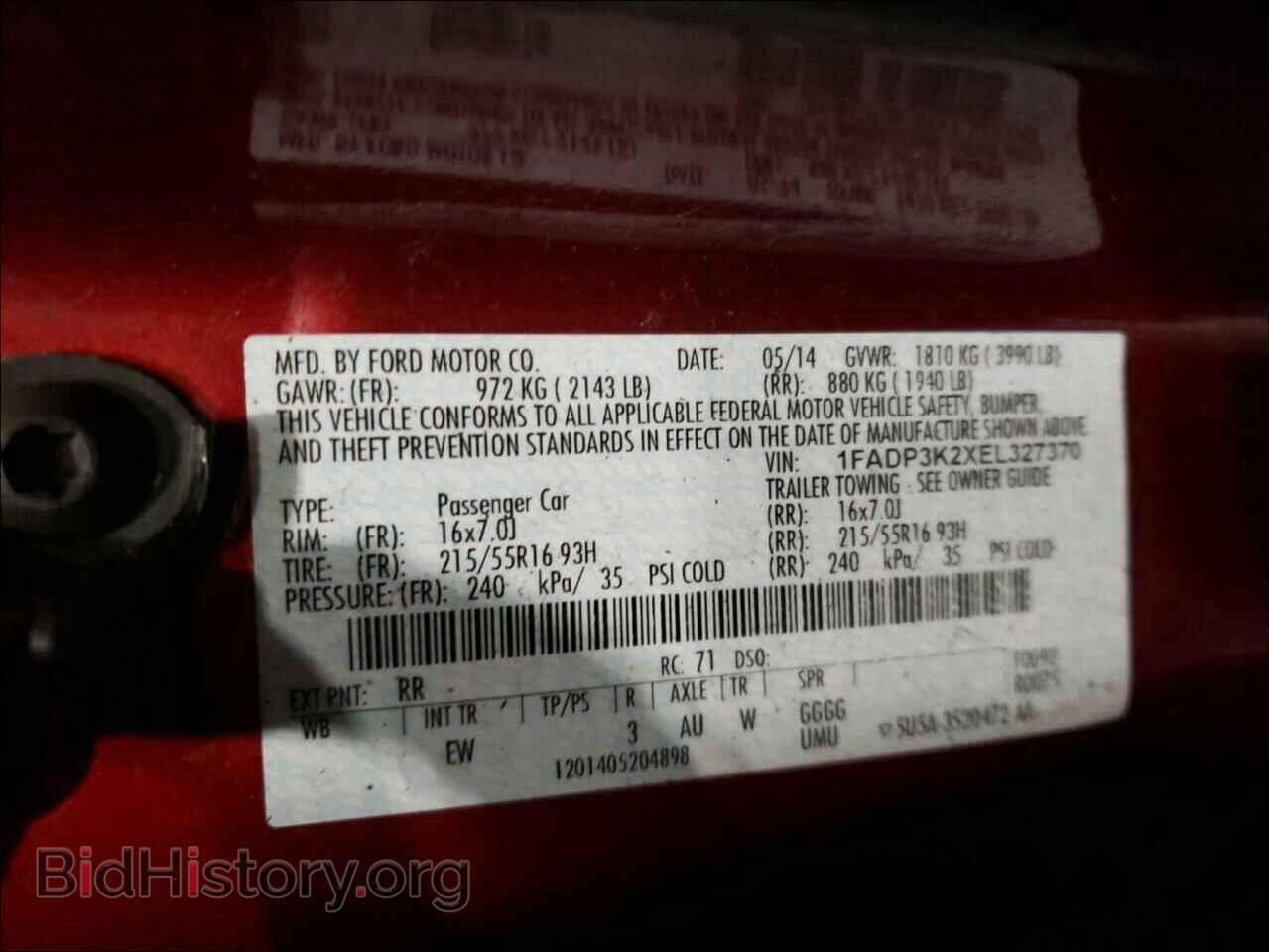 2014 FORD FOCUS - VIN: 1FADP3K2XEL327370 - Фото 10