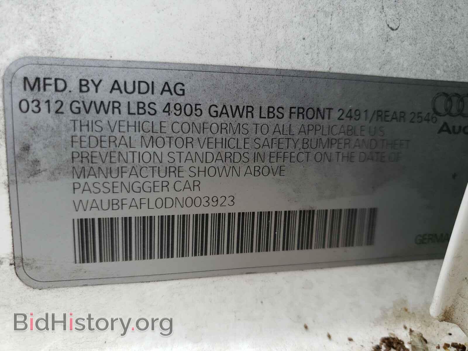 2013 AUDI A4 - VIN: WAUBFAFL0DN003923 - Фото 10