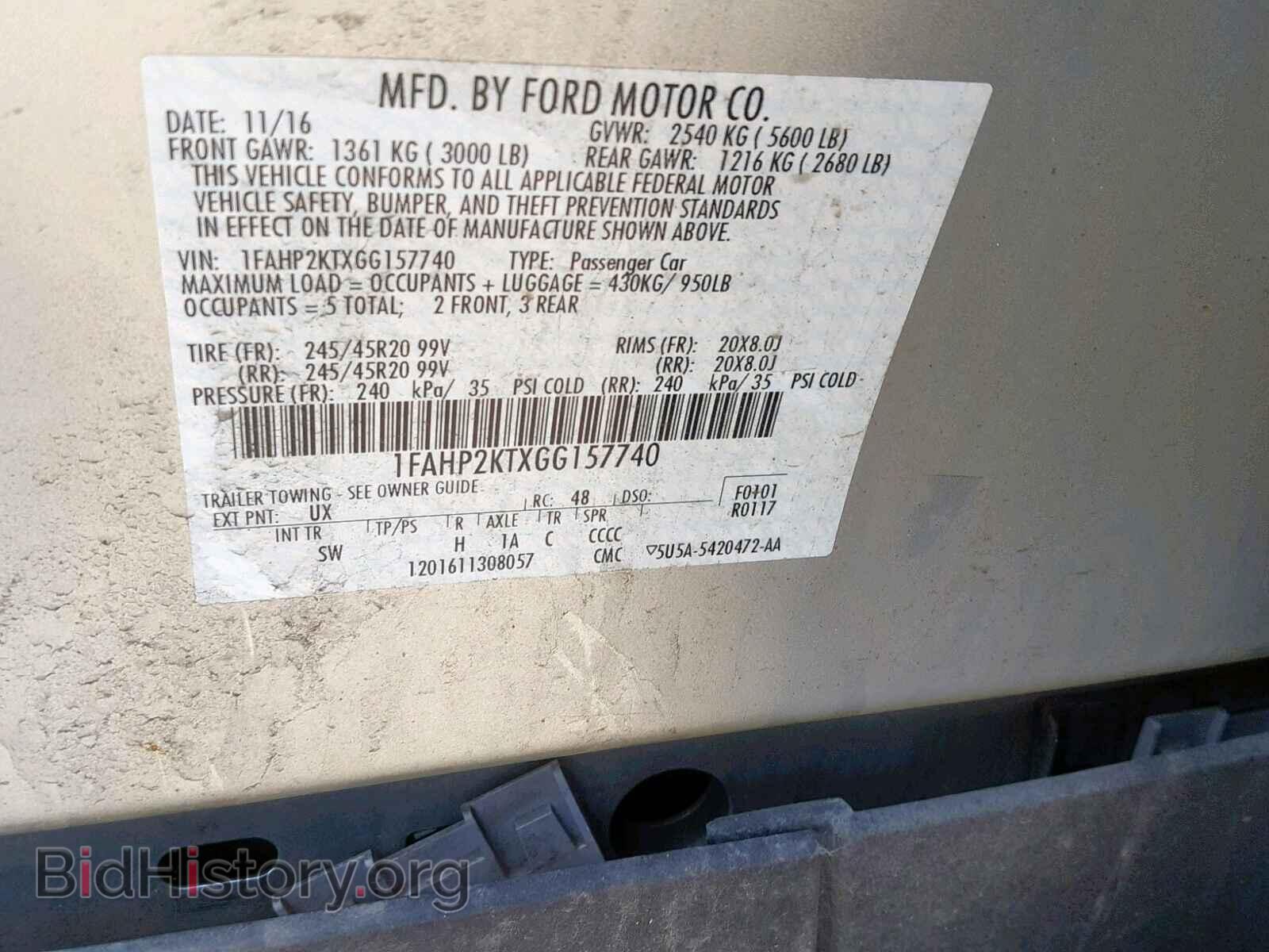 2016 FORD TAURUS - VIN: 1FAHP2KTXGG157740 - Photo 10