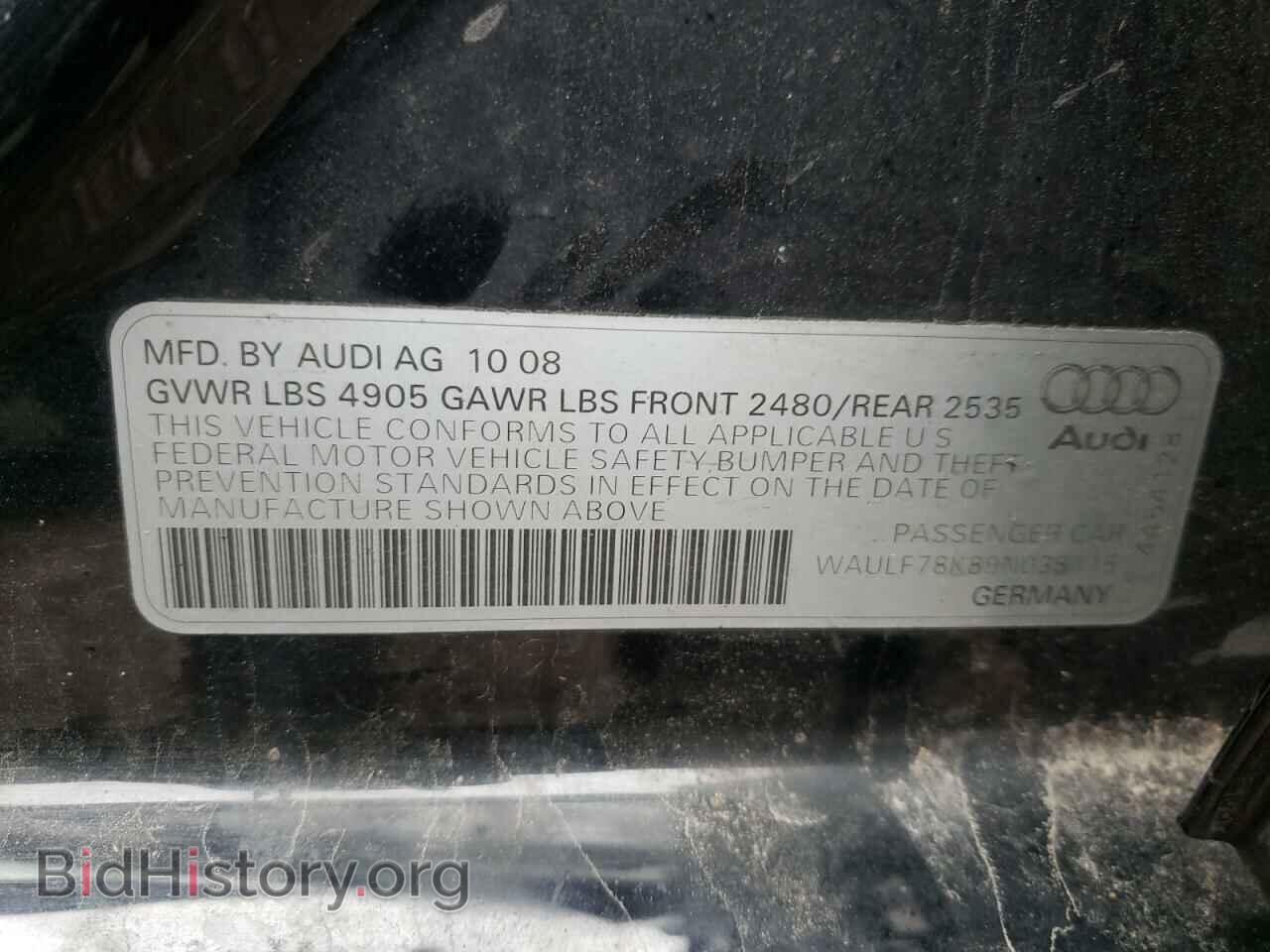 2009 AUDI A4 - VIN: WAULF78K89N038115 - Фото 12